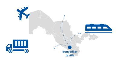 Карта экспортной логистики Bunyodkor Textile